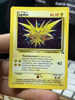 #5 Zapdos 15/62 Fossil 2000 Holo Rare WOTC Pokemon Card TCG - Image 3