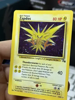 #5 Zapdos 15/62 Fossil 2000 Holo Rare WOTC Pokemon Card TCG - Image 5
