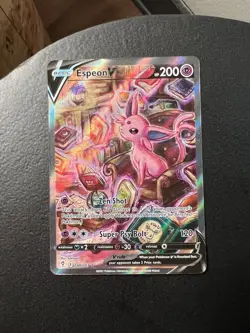Pokemon TCG Espeon v Holo Ultra Rare Card 180/203 Evolving Skies NM Condition - Image 1