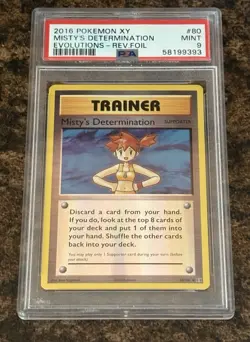 2016 Pokemon XY Evolutions Misty's Determination Reverse Foil Holo #80 PSA 9 - Image 1