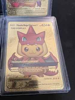 Rare Pikachu Mega Lucario Cosplay Pokemon CHARIZARD Gold Foil Fan Art X6 LOT - Image 3