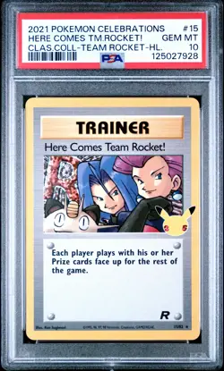 2021 POKEMON CELEBRATIONS CLASSIC COLL #15 HERE COMES TEAM ROCKET!-HOLO PSA 10 - Image 1