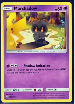2019 POKEMON MARSHADOW (w/ Pikachu) 103/236 COSMIC ECLIPSE-RARE-REGULAR-NM/M (M1 - Image 1