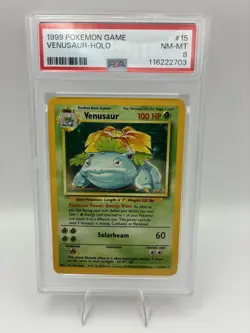 Pokemon TCG Venusaur Base Set Holo Unlimited Rare #15 PSA 8 NM-MT - Image 1