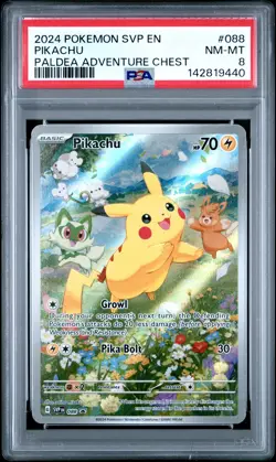 Pikachu #088 PSA 8 Black Star Promo Paldea Adventure Chest Pokemon Graded Card - Image 1