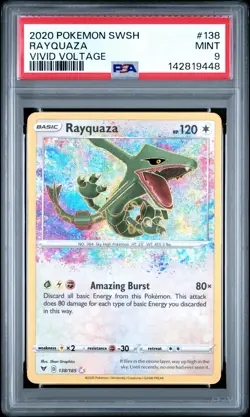Amazing Rare Rayquaza #138 PSA 9 Vivid Voltage Graded Pokemon Card - Image 1