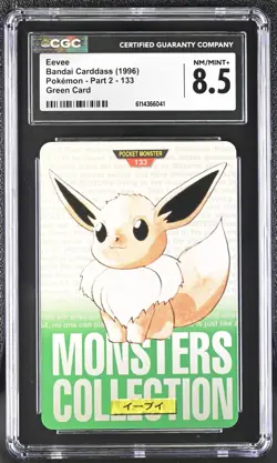 Pokemon Rookie Bandai Carddass (1996) Eevee 133 Green card CGC 8 .5NM/Mint+ - Image 1