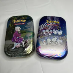 Lot Of 2 Pokemon Tin Card Holders (55 Assorted Cards Per Tin) - Image 1