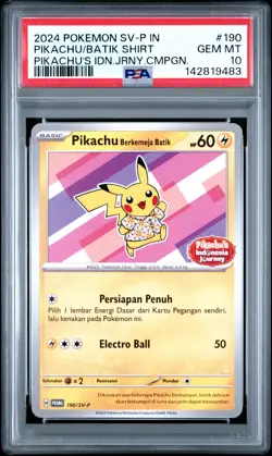 Batik Pikachu #190 PSA 10 Indonesia Journey Campaign SV-P Promo Pokemon Graded - Image 1