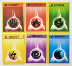 Pokemon Shadowless Base Set Energy Lot X6 Water 102/102, Fire 98/102, Fighting - Image 1