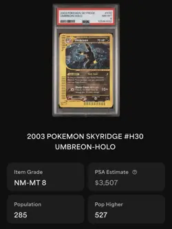 PSA 8 - 2003 POKEMON SKYRIDGE #H30 UMBREON-HOLO - Image 3