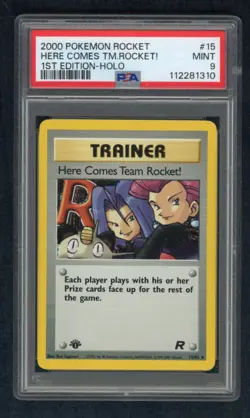 Here Comes Team Rocket! 15/82 Team Rocket Holo 1st Edition PSA 9 Pokemon Card - Image 1