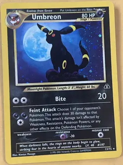 Vintage Pokemon Card 2001 Neo Discovery Umbreon #13/75 Holo Foil WOTC Rare VG+ - Image 1