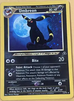 Vintage Pokemon Card 2001 Neo Discovery Umbreon #13/75 Holo Foil WOTC Rare VG+ - Image 2