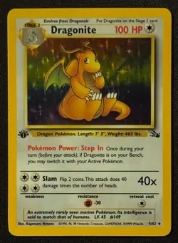 1st Edition Dragonite - Fossil - Holo - #4/62 - Vintage Pokemon Card 1999 WOTC - Image 1