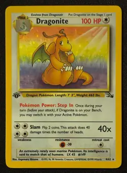 1st Edition Dragonite - Fossil - Holo - #4/62 - Vintage Pokemon Card 1999 WOTC - Image 2