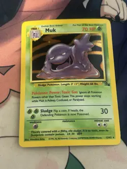 Pokemon Muk 13/62 Fossil Holo Rare Unlimited 70 HP English Stage 1 Wizards - Image 1
