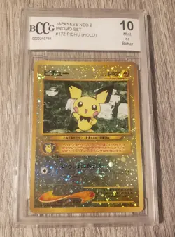 2000 Pokemon JP Neo Pichu Holo #172 Reverse Foil Promo Graded BCCG 10 - Image 1