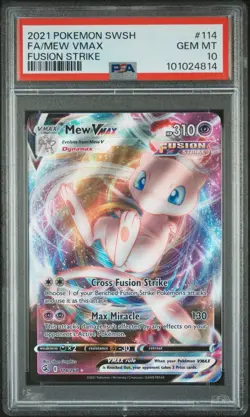 Mew VMAX Full Art Holo Fusion Strike Sword & Shield PSA 10 Pokemon card #114 - Image 1