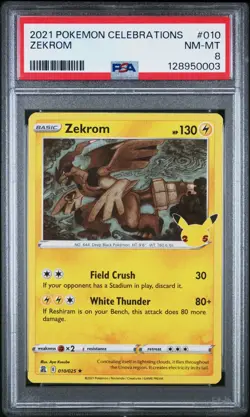 2023 Pokemon Celebrations 010/025 Zekrom Holo PSA 8 NM Rare Card Fresh Tcg Wow - Image 1