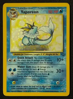 Unlimited Vaporeon - Jungle - Holo - #12/64 - Vintage Pokemon Card 1999 WOTC - Image 1