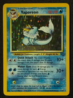 Unlimited Vaporeon - Jungle - Holo - #12/64 - Vintage Pokemon Card 1999 WOTC - Image 2