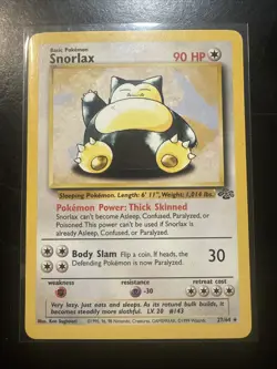 Pokemon TCG Snorlax Jungle 27/64 Non-Holo Rare Vintage 1999 WOTC Card - Image 1