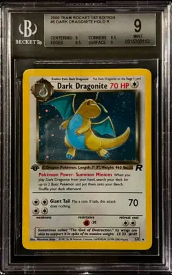 Dark Dragonite 1st Edition Team Rocket Holo Foil BGS PSA 9 Pokemon Card #5 - Image 1