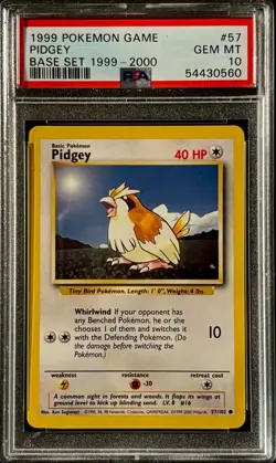 Pidgey Base Set 4th Print 1999 2000 UK PSA 10 Pokemon Card #57 - Image 1