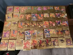 Lot Of 135 Pokemon Gold Foil Cards GX VMAX Pikachu Charizard Etc. - Image 1