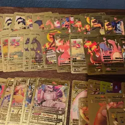 Lot Of 135 Pokemon Gold Foil Cards GX VMAX Pikachu Charizard Etc. - Image 4