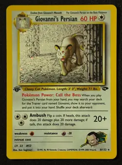 1st Edition Giovanni's Persian - Gym Challenge Holo - #8/132 - Vintage Pokemon - Image 2