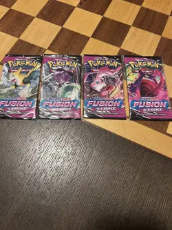 Pokemon Fusion Strike Booster Packs Complete Art Set (4 Packs) FACTORY SEALED - Image 1