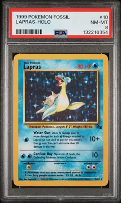 1999 POKEMON FOSSIL #10 LAPRAS-HOLO PSA 8 - Image 1
