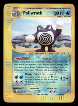 Moderately Played Poliwrath 24/165 Reverse Holo Expedition Base Set Rare - Image 1