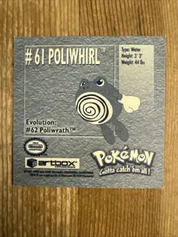 Pokemon sticker Series 1 Poliwhirl #61 Artbox 1999 - Image 2
