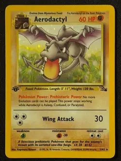 1st Edition Aerodactyl - Fossil - Holo - #1/62 - Vintage Pokemon Card 1999 WOTC - Image 2