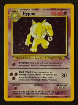 Unlimited Hypno - Fossil - Holo - #8/62 - Vintage Pokemon Card 1999 WOTC - Image 2