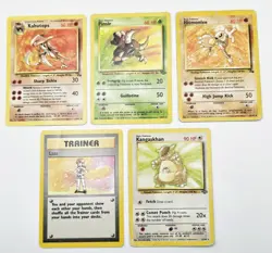 VTG Rare Pokemon 5 Card Lot Base Fossil Jungle Kabutops Pinsir Lass DMG - Image 1