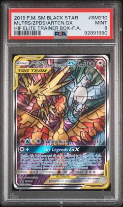 Pokemon Moltres & Zapdos & Articuno GX SM210 Promo Holo PSA 9 TAG TEAM Full Art - Image 1