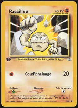 Carte Pokemon Racaillou 44/64 Edition 1 Neo Revelation Francais - Image 1