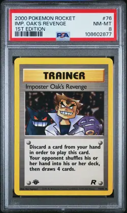 Imposter Oak's Revenge Pokemon Rocket #76 1st Edition PSA 8 NEW SLAB - Image 1
