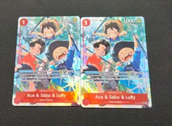x2 Ace & Sabo & Luffy Alt Art OP13-007 Carrying On His Will One Piece TCG - Image 1