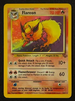 Unlimited Flareon - Jungle - Holo - #3/64 - Vintage Pokemon Card 1999 WOTC - Image 2