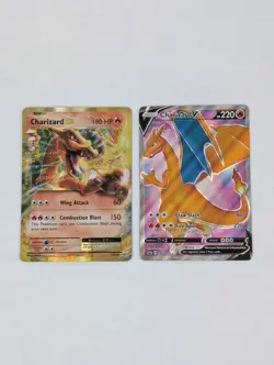 Pokemon TCG - Foil card Lot - Charizard EX (12/108), Charizard V (SWSH050) - Image 1