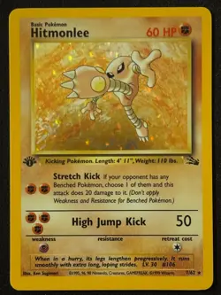 1st Edition Hitmonlee - Fossil - Holo - #7/62 - Vintage Pokemon Card 1999 WOTC - Image 1