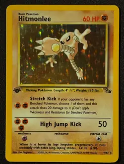 1st Edition Hitmonlee - Fossil - Holo - #7/62 - Vintage Pokemon Card 1999 WOTC - Image 2