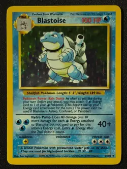 Unlimited Blastoise - Base Set- Holo - #2/102 - Vintage Pokemon Card 1999 WOTC - Image 2