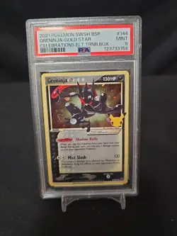 2021 POKEMON SWSH PROMO ETB CELEBRATIONS #144 GRENINJA-GOLD STAR PSA 9 - Image 1