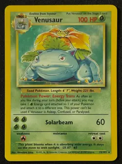 Unlimited Venusaur - Base Set- Holo - #15/102 - Vintage Pokemon Card 1999 WOTC - Image 2